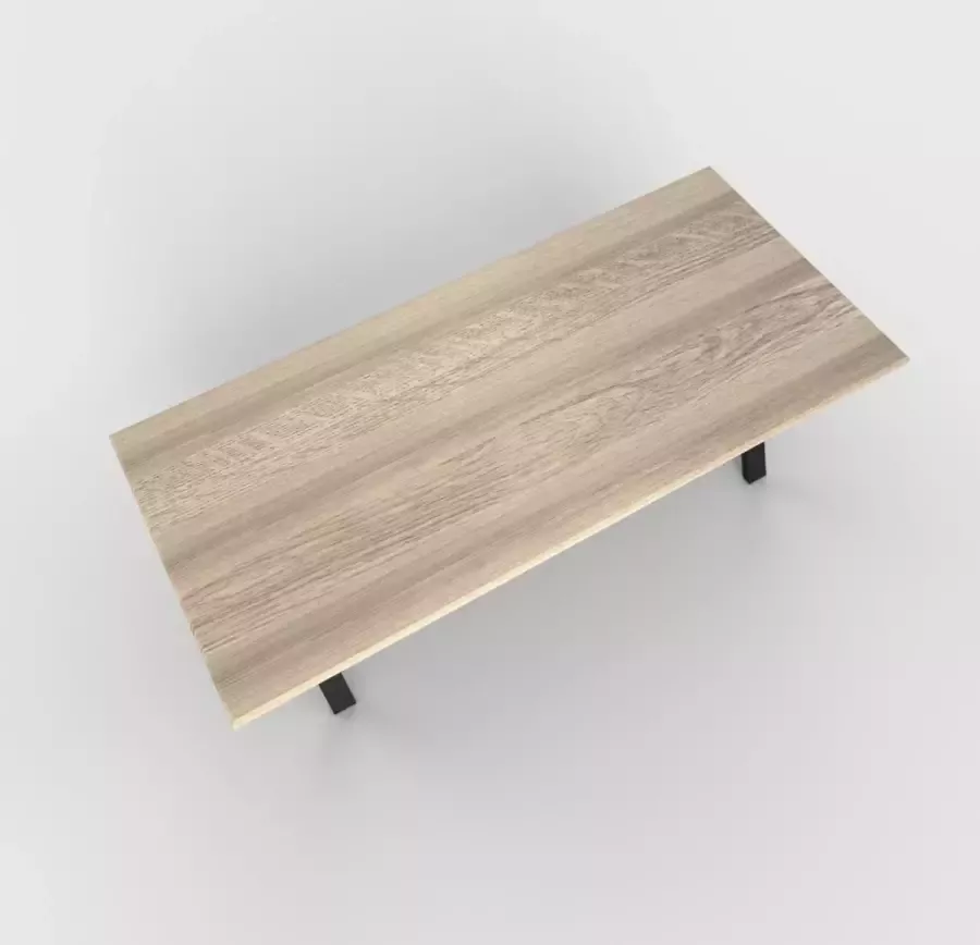 Meneer van Hout Concept Regt Eettafel 220 x 100 cm Matte lak Zwarte poedercoating