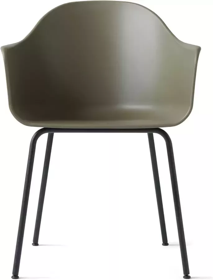 Audo Copenhagen Menu Harbour Chair Stoel Olive Met Onderstel Zwart Staal