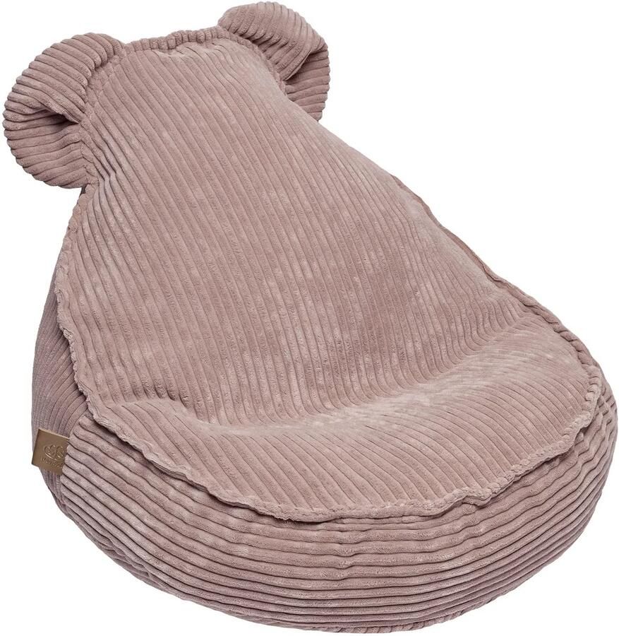 MEOWBABY Teddy Poef – Zachte Kinderzitzak in Rib Poederroze