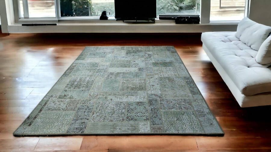 Mepel living Vintage Vloerkleed 160x230 Groen Blauw Uniek Handgemaakt Laagpolig Anti slip Natuurlijke Katoen Cadeau voor vrauw - Foto 2