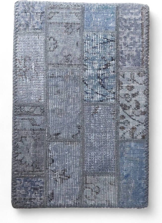 mepel living Vintage Vloerkleed 40x60 Blauw Klein Uniek handgemaakt voor in de gang badkamer