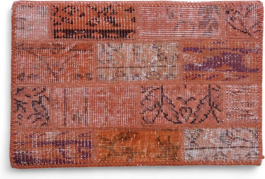 Mepel living Vintage Vloerkleed 40x60 oranje gember Klein Uniek handgemaakt voor in de gang badkamer