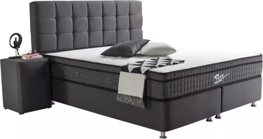 Meram Boxspring met Opbergruimte 160x200 cm Bed met Opbergruimte Met Matras Grijs Ritz