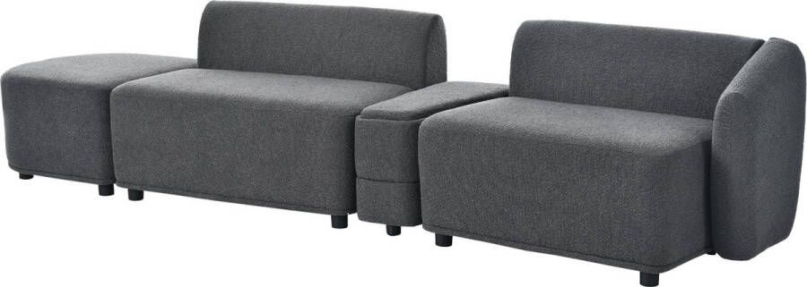 Merax Bankstel voor 3 Personen met Voetensteun 3 Zits Bank met Opbergruimte Boucle Stof Modulaire Bank Grijs
