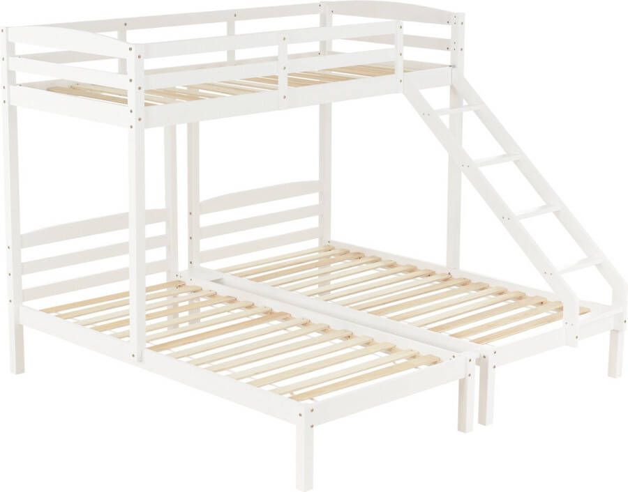 Merax Bed voor 3 Personen 90x200 Stapelbed met Ladder Kinderbed Wit