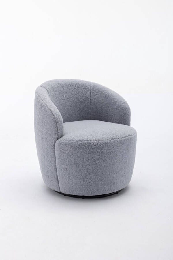 Merax Draaifauteuil met Armleuningen Fauteuil Teddy Draaibaar Stoel Grijs