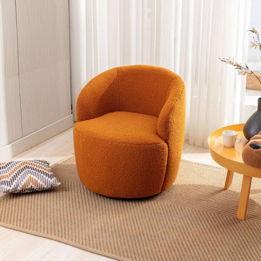 Merax Draaifauteuil met Armleuningen Fauteuil Teddy Draaibaar Stoel Oranje