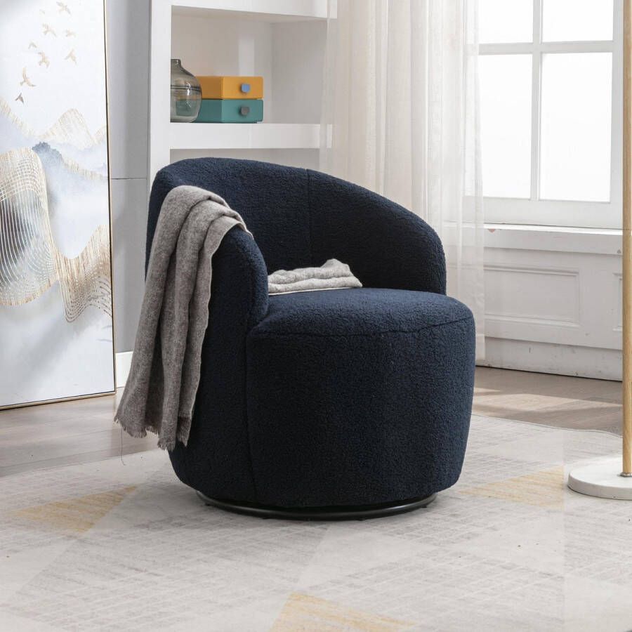 Merax Draaifauteuil met Armleuningen Fauteuil Teddy Draaibaar Stoel Blauw