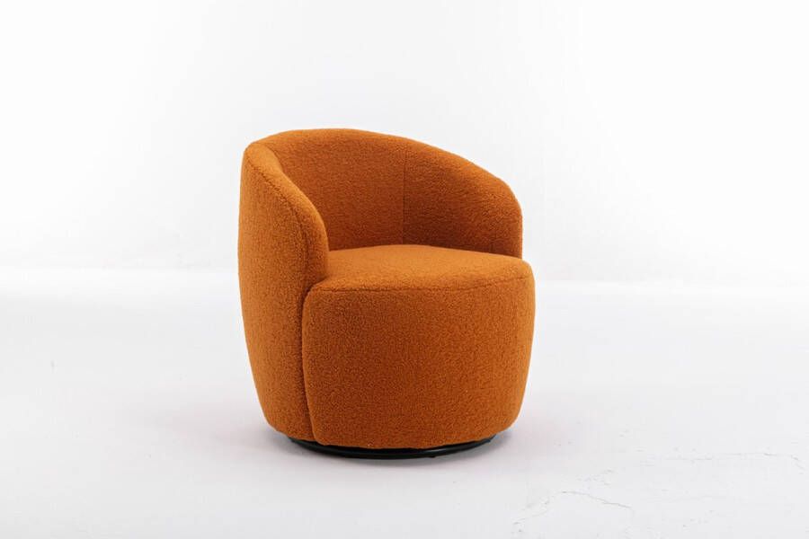 Merax Draaifauteuil met Armleuningen Fauteuil Teddy Draaibaar Stoel Oranje - Foto 2
