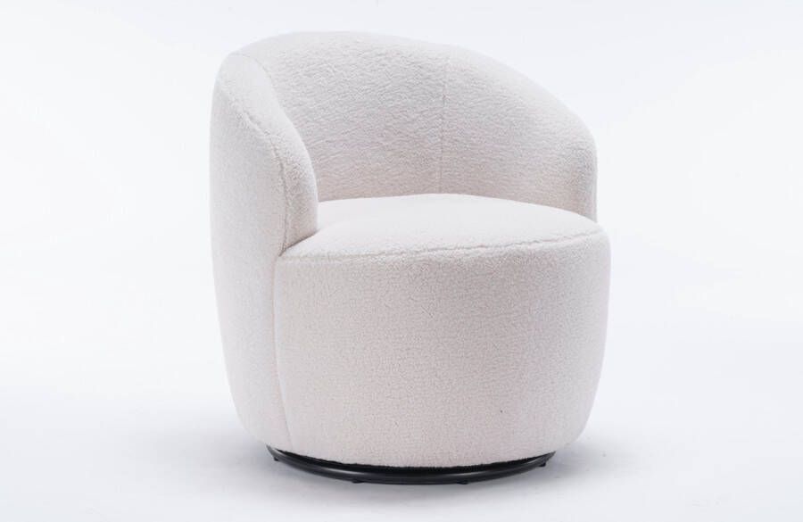 Merax Draaifauteuil met Armleuningen Fauteuil Teddy Draaibare Stoel Wit - Foto 2