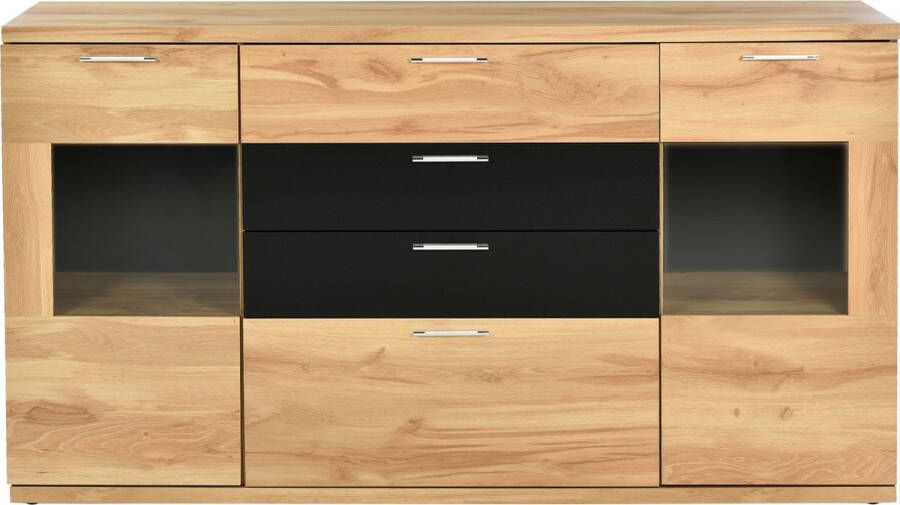 Merax Dressoir Ladekast met LED Verlichting Kast 165 cm Bruin Oak