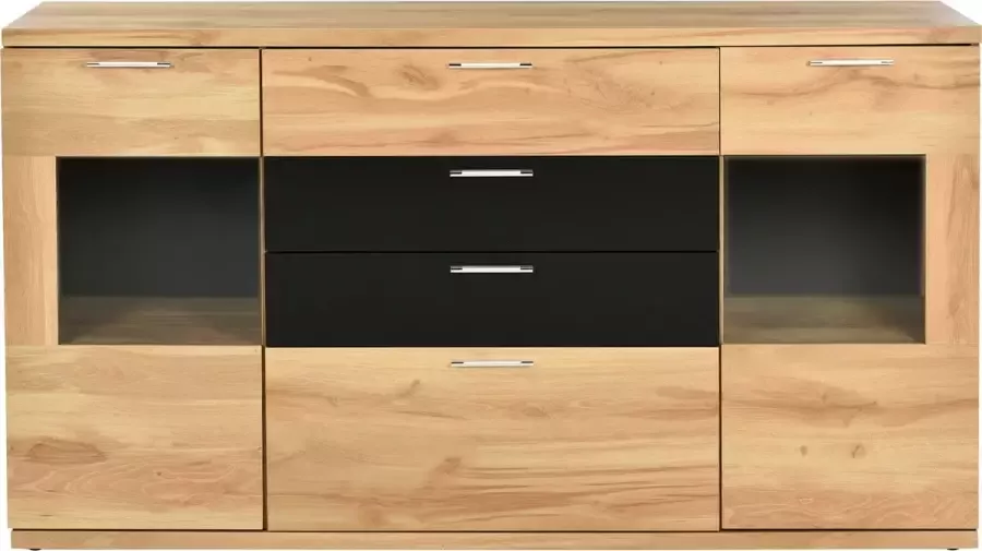 Merax Dressoir Ladekast met LED Verlichting Kast 165 cm Bruin Oak