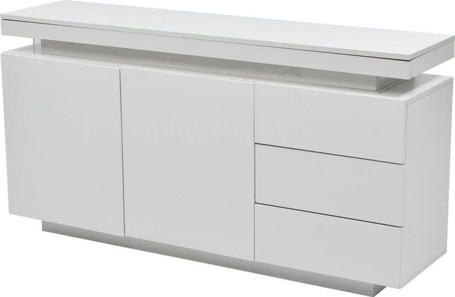 Merax Dressoir Ladekast met LED Verlichting Moderne Kast met Lades en Deuren Wit