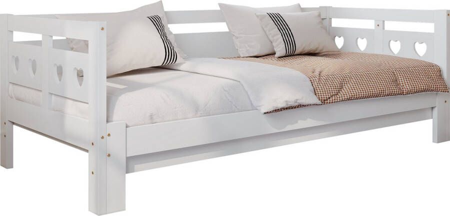 Merax Eenpersoonsbed 90x190 voor Kinderen Extra Uitschuifbaar Bed Uitbreidbaar tot Tweepersoonsbed 180x190 Kinderbed Wit