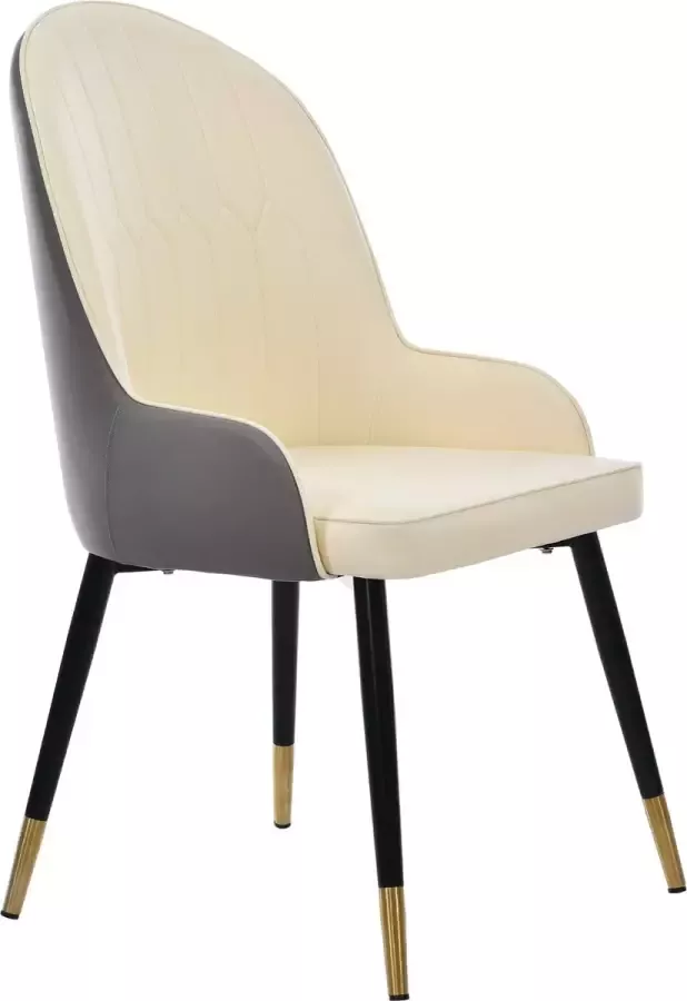 Merax Eetkamerstoel Set van 2 Eetkamerstoelen Fluwelen Stoel Fauteuil Grijs Beige