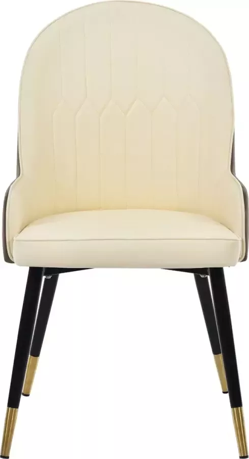 Merax Eetkamerstoel Set van 2 Eetkamerstoelen Kuip Stoel Fauteuil Beige Bruin