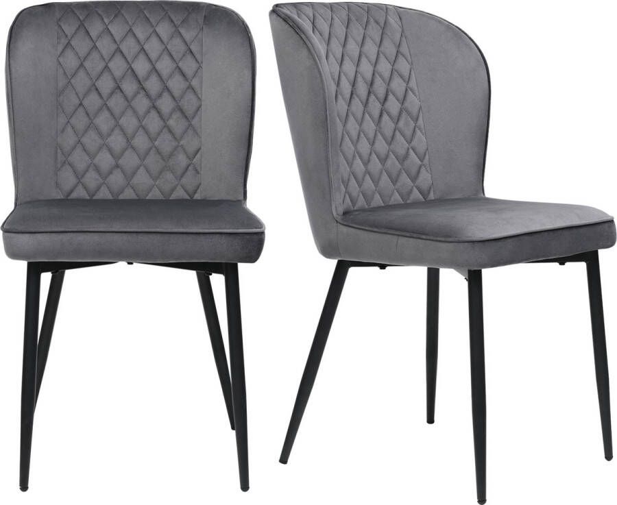 Merax Eetkamerstoel Set van 2 Luxe Stoelen Gestoffeerde Eetkamerstoelen Grijs