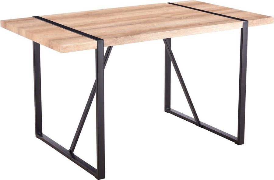 Merax Eettafel 4 Personen Opvouwbaar Luxe Tafel Eettafels Bruin met Zwart