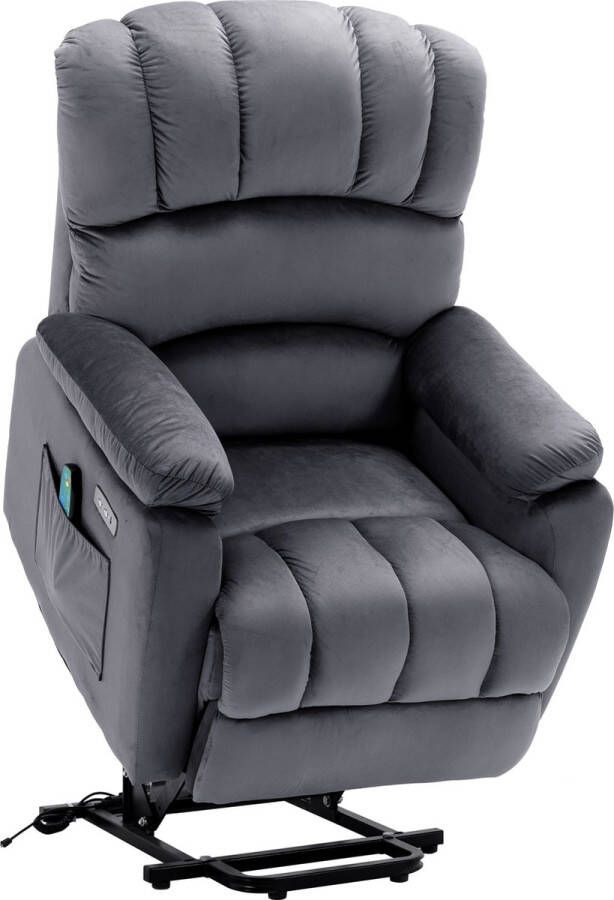Merax Elektrisch Sta-op Stoel Luxe Massagestoel met Verwarming Elektrische Sta Op Fauteuil Grijs