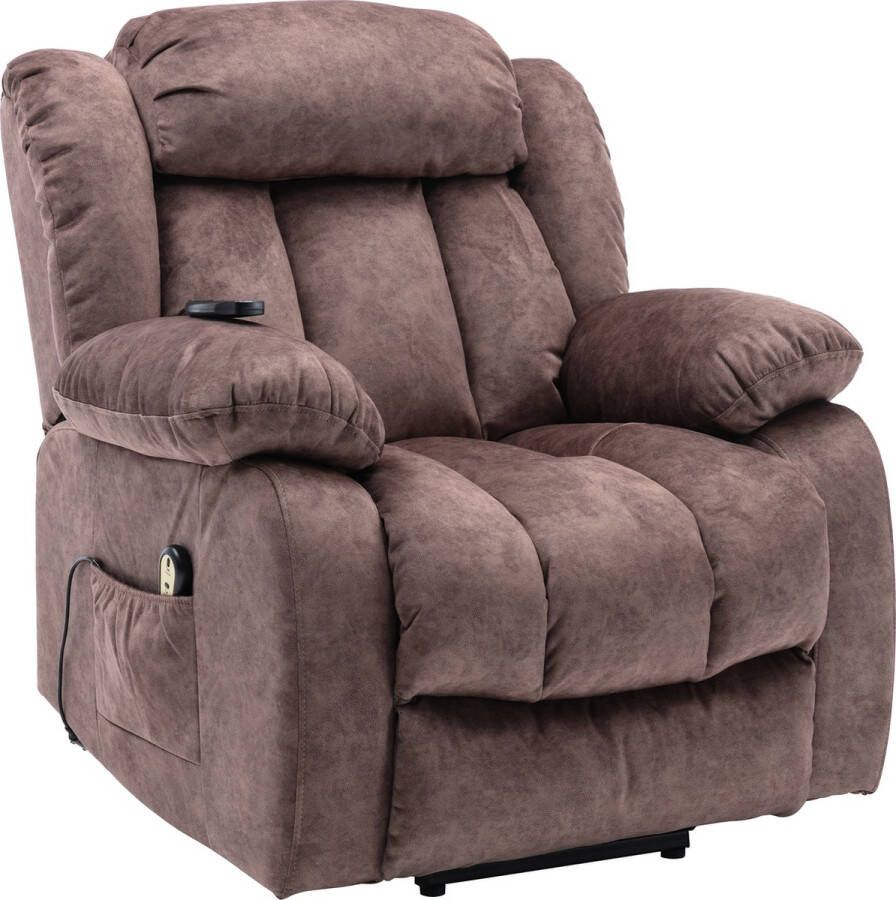 Merax Elektrisch Sta Op Stoel met Massage Functie Verstelbaar Relaxfauteuil met Verwarming Bruin