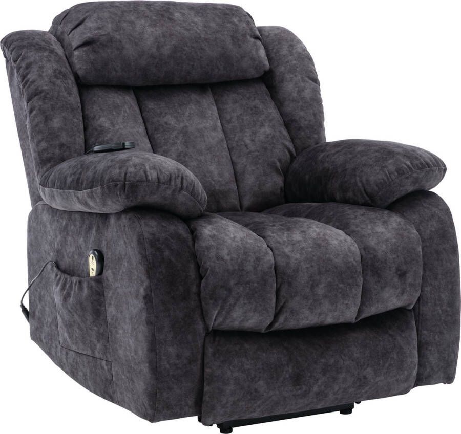 Merax Elektrisch Sta Op Stoel met Massage Functie Verstelbaar Relaxfauteuil met Verwarming Grijs