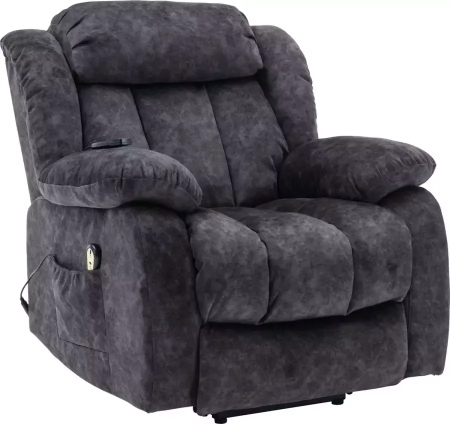 Merax Elektrisch Sta Op Stoel met Massage Functie Verstelbaar Relaxfauteuil met Verwarming Grijs