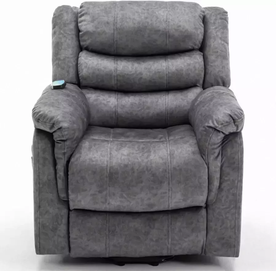 Merax Elektrisch Sta Op Stoel met Massage Functie Verstelbaar Relaxfauteuil met Verwarming Grijs