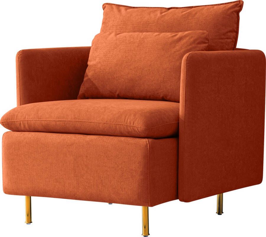 Merax Fauteuil Binnen Loungestoel Gestoffeerde Stoel Accent Stoelen Oranje