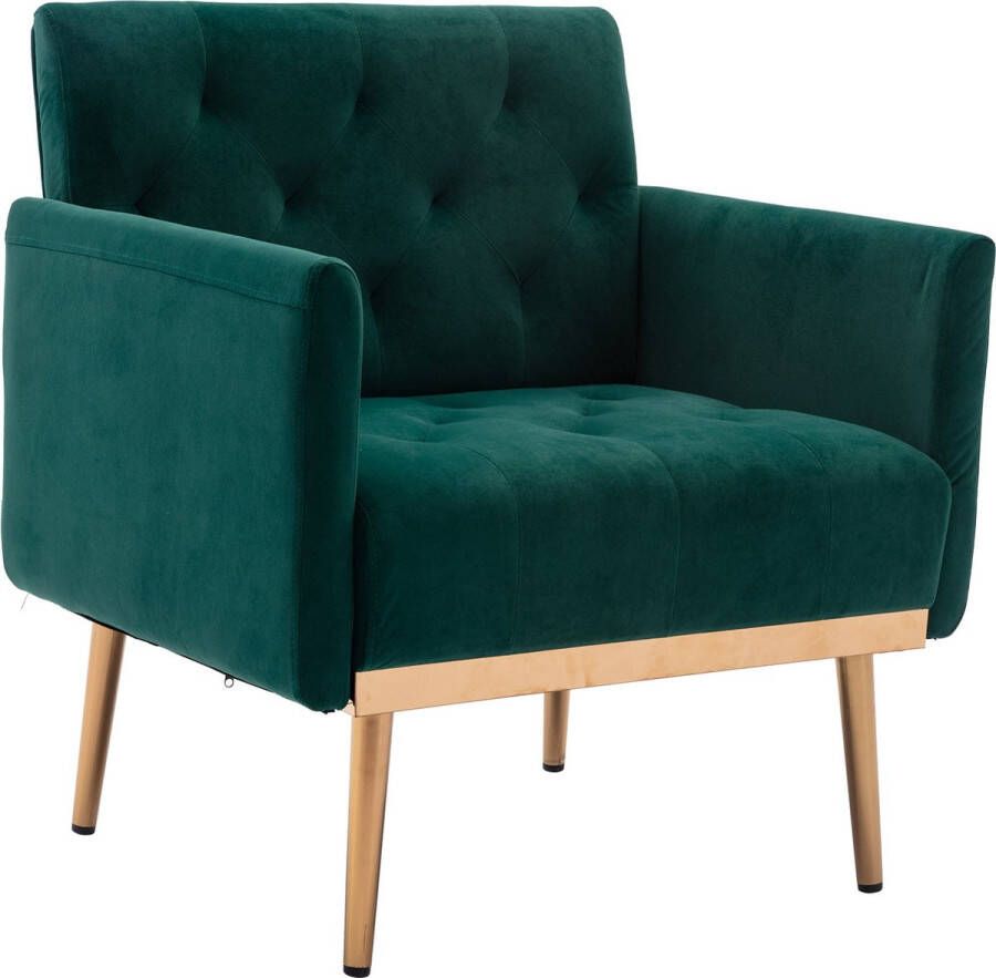 Merax Fauteuil Gestoffeerde Fauteuil Accent Stoel Loungestoel Binnen Groen - Foto 2