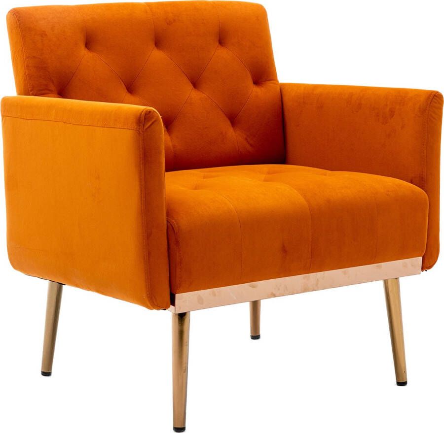 Merax Fauteuil Gestoffeerde Stoel Loungestoel Binnen Accent Stoelen Oranje - Foto 2