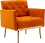 Merax Fauteuil Gestoffeerde Stoel Loungestoel Binnen Accent Stoelen Oranje - Thumbnail 2