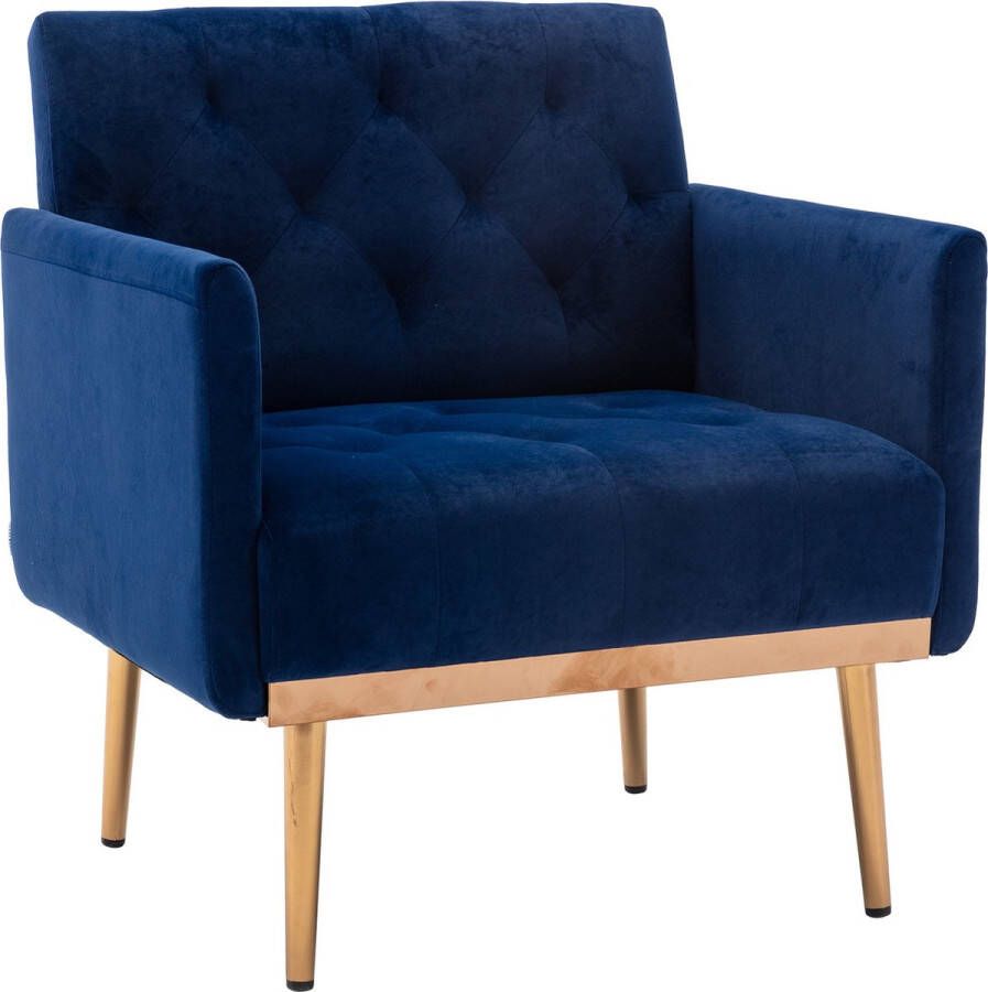 Merax Fauteuil Loungestoel Binnen Gestoffeerde Stoel Accent Stoelen Blauw