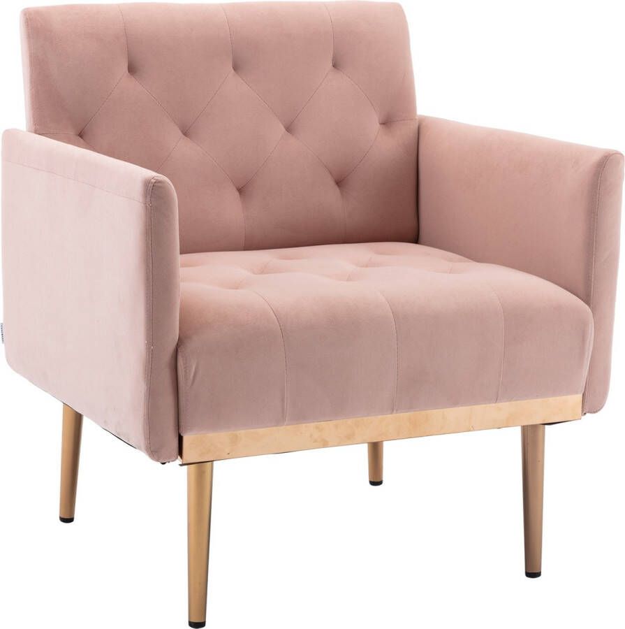 Merax Fauteuil Loungestoel Binnen Gestoffeerde Stoel Accent Stoelen Roze