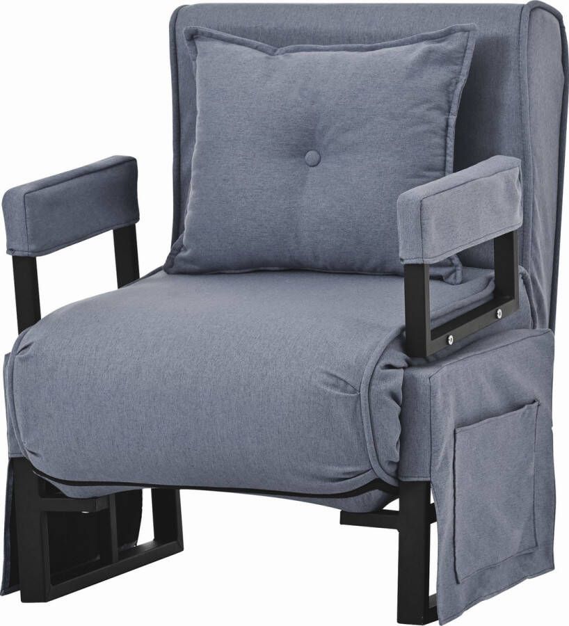 Merax Fauteuil Slaapbank Zetelbed Uitklapbare 1 Persoonsbed of Slaapstoel Fauteuils met Armleuning Vouwbed Grijs