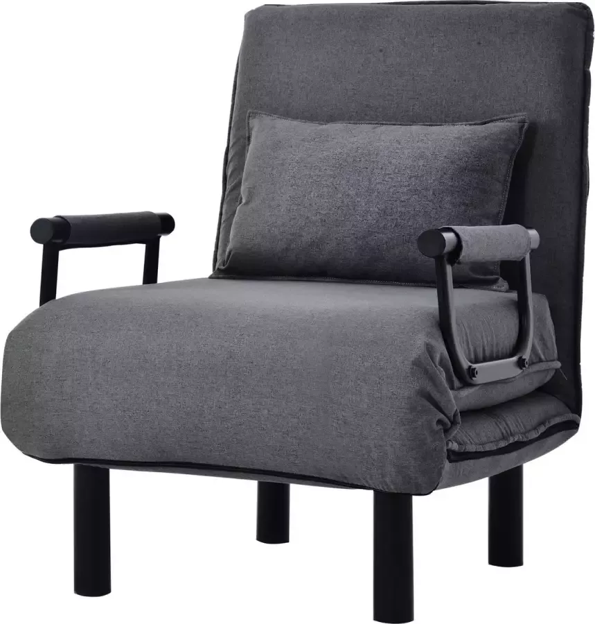 Merax Fauteuil Slaapbank Uitklapbare 1 Persoonsbed of Slaapstoel Fauteuils met Armleuning Zeer Comfortabele Vouwbed Grijs