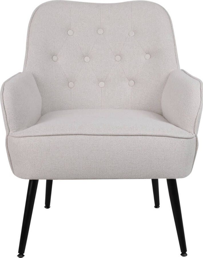 Merax Fauteuil Stoel met Metalen Poten Zitstoel Klassiek Gebroken Wit
