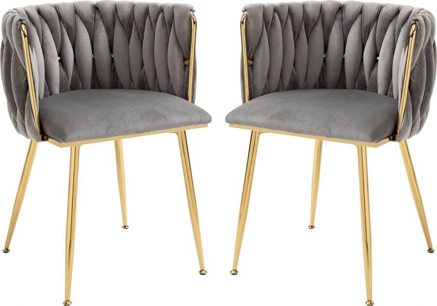 Morlooks Vrije tijd eetkamerstoelen Accent stoel Fluwelen Accent Lounge stoel met ijzeren metalen voeten 2PC SET