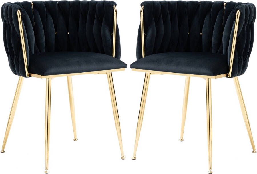 Morlooks Vrije tijd eetkamerstoelen Accent stoel Fluwelen Accent Lounge stoel met ijzeren metalen voeten 2PC SET