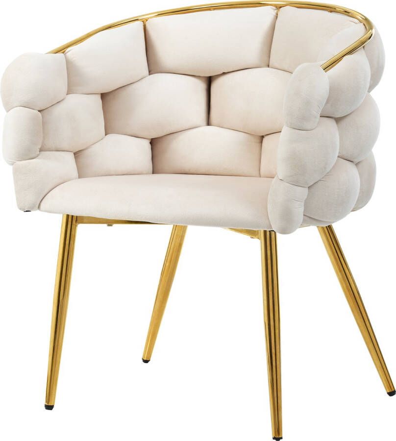 Merax Fluwelen Stoel Luxe Velvet Stoel Comfortabel Fauteuil Beige