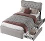 Merax Gestoffeerd Bed 90x200 Eenpersoonsbed met Decoratie en Lades Grijs - Thumbnail 2