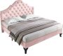 Merax Gestoffeerd Tweepersoonsbed Bed voor 2 Personen met Verstelbaar Hoofdbord Roze - Thumbnail 3