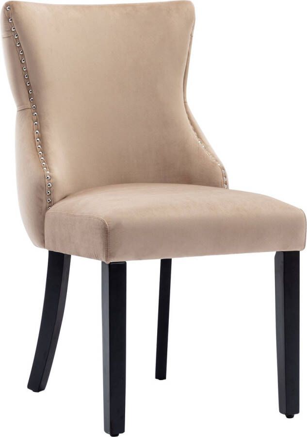 Merax Gestoffeerde Eetkamerstoelen Set van 6 Moderne Stoel Fluwelen Eetkamerstoel Beige