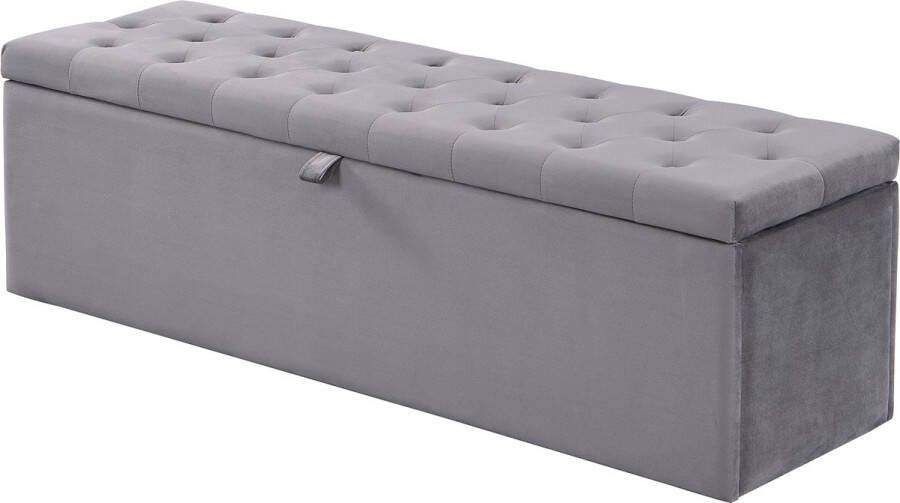 Merax Gestoffeerde Hocker Bed Hocker met Opbergruimte Grijs