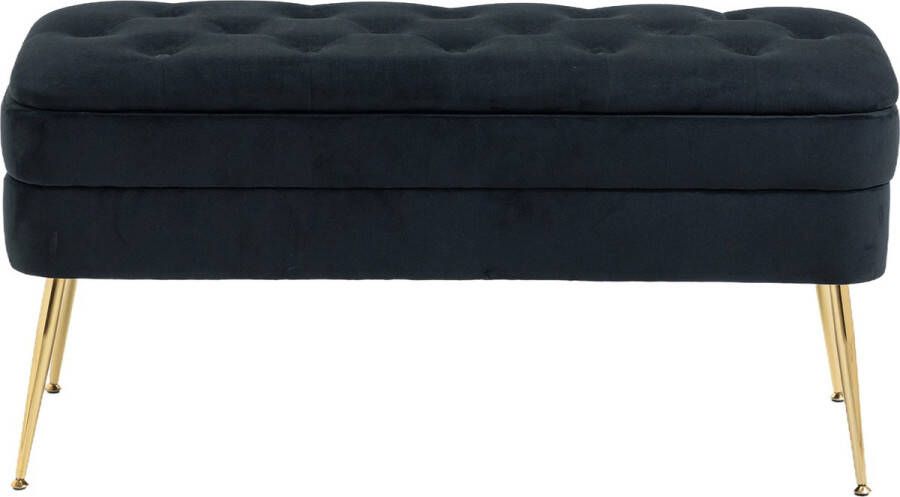 Merax Hocker met Opbergruimte Gestoffeerde Poef Bed Hocker Zitbank Zwart