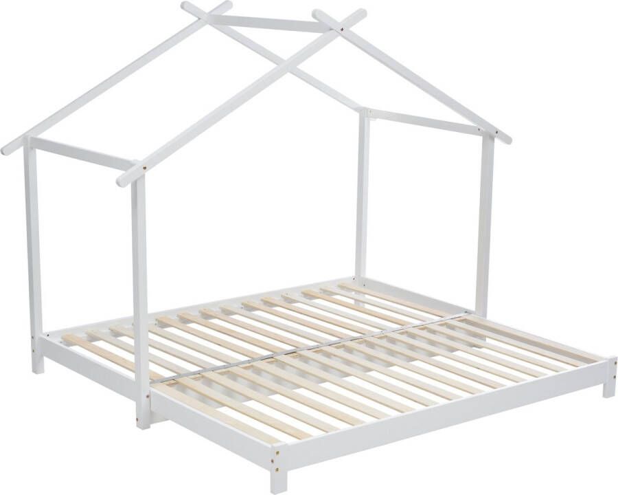 Merax Kinderbed 90 180x190 cm Uitschuifbaar Tweepersoonsbed Kinderbedden Peuterbed Meisjes en Jongens Wit
