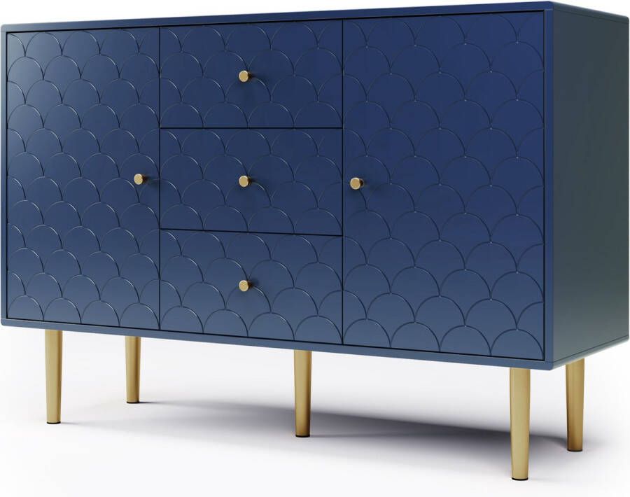 Merax Ladekast 120 CM Commode Kasten met Lades en Deuren Blauw