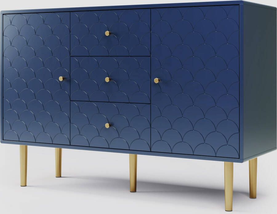 Merax Ladekast 120 CM Commode Kasten met Lades en Deuren Blauw