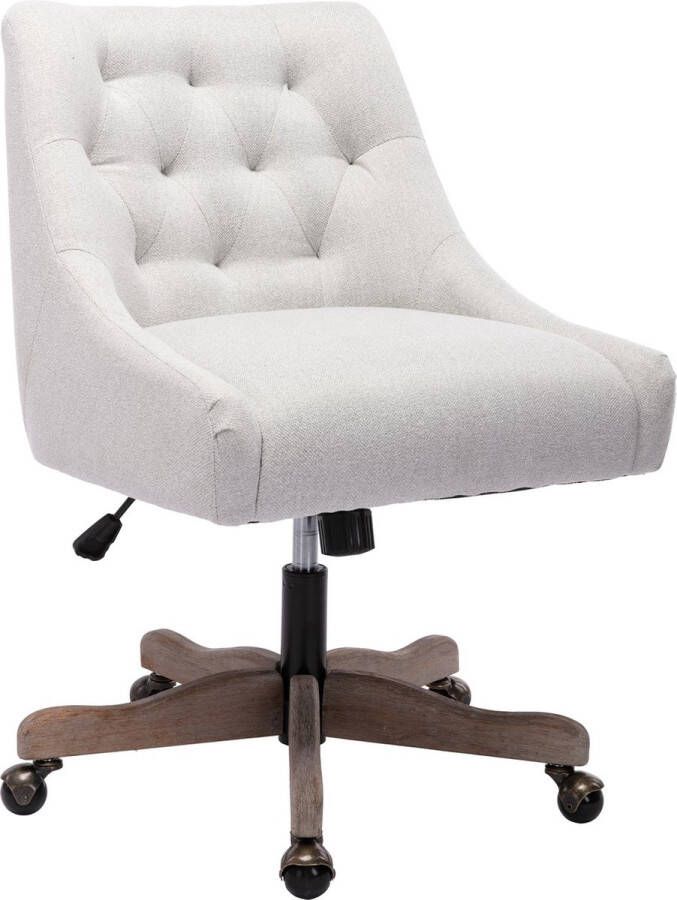 Merax Luxe Bureaustoel Stoel op Wielen Ergonomisch Kantoorstoel Wieltjes Draaibaar & Verstelbaar Beige - Foto 2