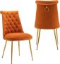 Merax Luxe Eetkamerstoel Set van 2 Velvet Stoelen Moderne Eetkamerstoelen Oranje met Goud - Thumbnail 1