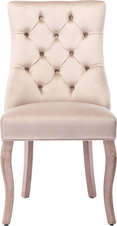 Merax Luxe Eetkamerstoelen Set van 2 Velvet Eetkamerstoel met Hoge Rugleuning en Decoratie Knopen Eettafel Stoelen Beige